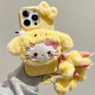 ใช้งานร่วมกับ iPhone 16 15 14 13 12 11 Pro Max X Xr Xs Max 7 8 Plus SE2020 เคสโทรศัพท์การ์ตูน 3D DIY น่ารักสวมใส่สีสันแถบคาดศีรษะตุ๊กตาแมว + Lanyard หนังนุ่มปกหลัง