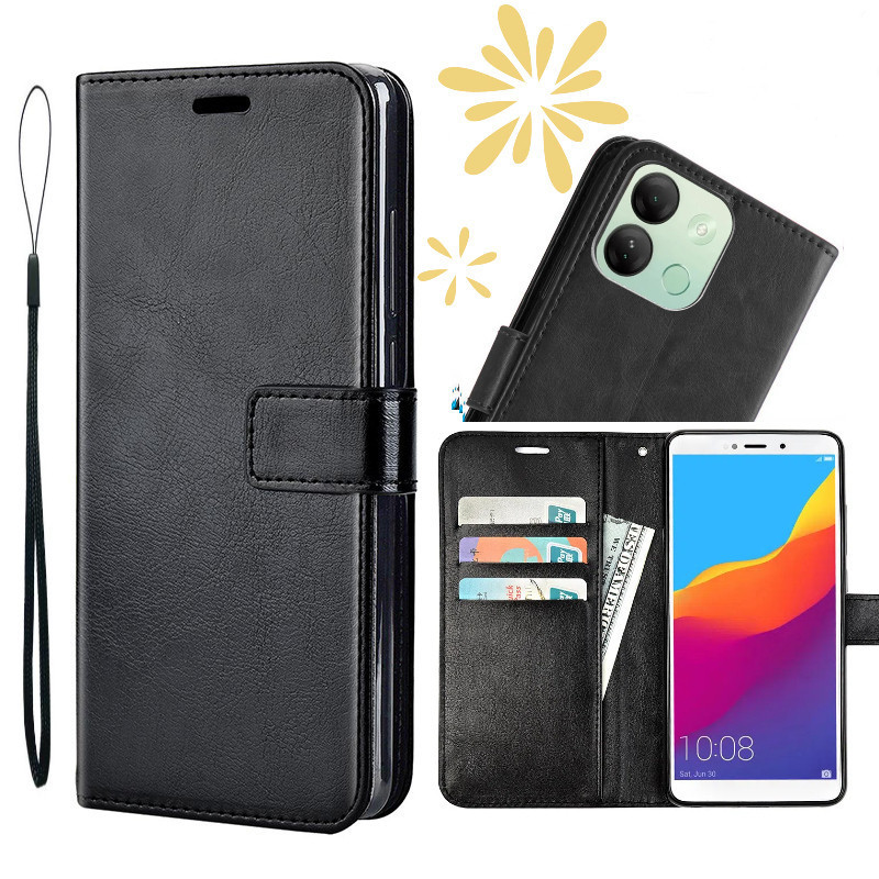 Tecno Spark Go 2023 SMART 7 BF7n pop7 pop7pro Infinix smart7 X6515 ปลอกธุรกิจหนังพับหัวเข็มขัดกระเป๋าพร้อมกระเป๋าสตางค์เชือกและเคสโทรศัพท์
