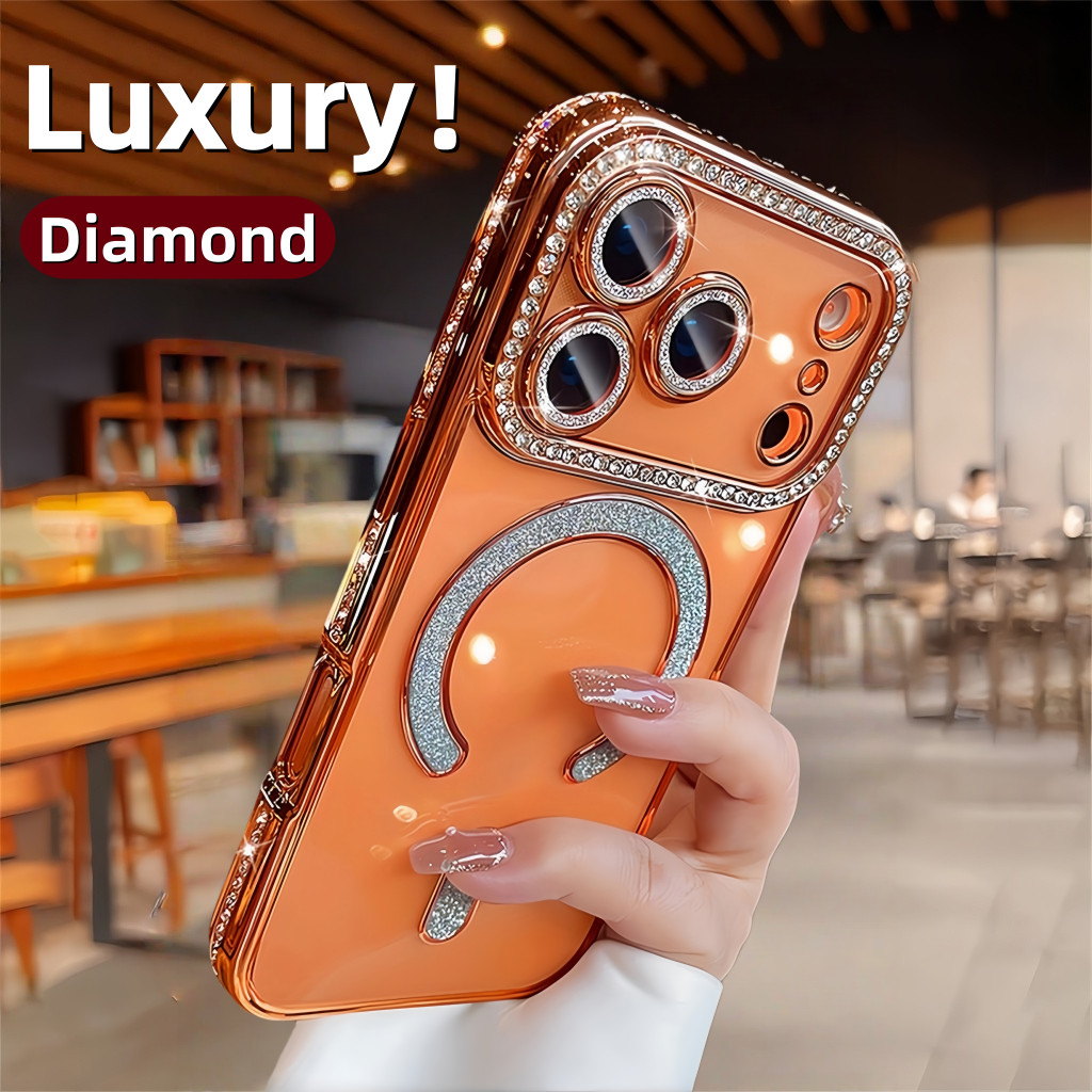 หรูหรา 6D ชุบ Glitter Diamond เคสโทรศัพท์สําหรับ IPhone 17 Pro Max 17 Pro 17 Soft Tpu ปลอกโปร่งใสกัน