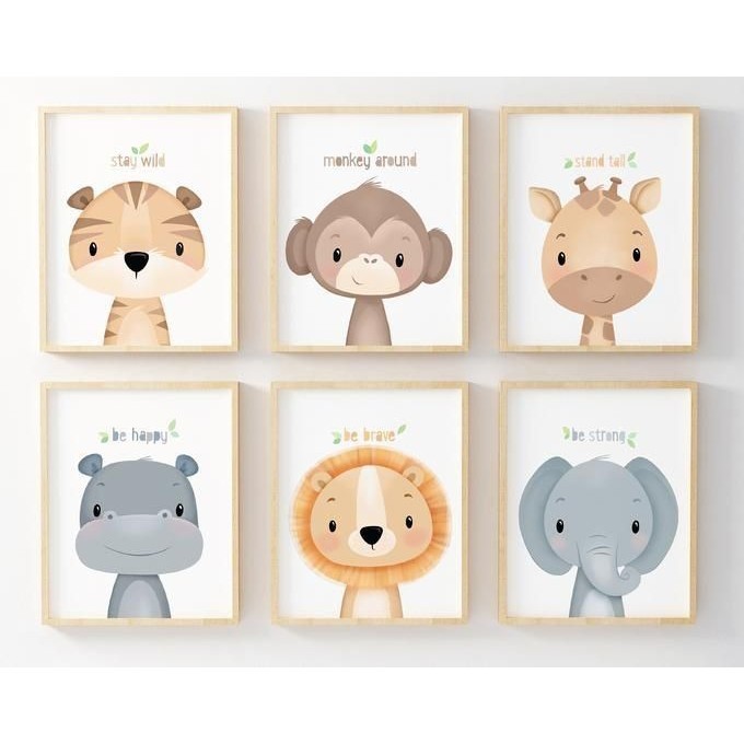 Bean decor 1405 CANVAS PAINTINGS - FUNNY ชุดระบายสีสัตว์เพื่อตกแต่งห้องเด็กและ CLASSROOMS