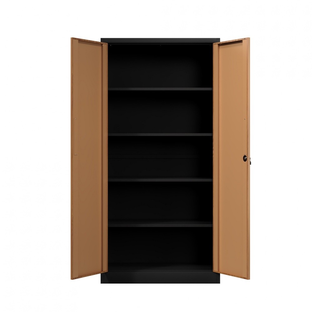 GlobalHouse SMITH  ตู้เหล็กเก็บเอกสาร บานทึบ รุ่น Archie-01ขนาด 40x90x185 ซม. สีไม้-ดำ สินค้าของแท้คุณภาพดี - รูปที่ 5