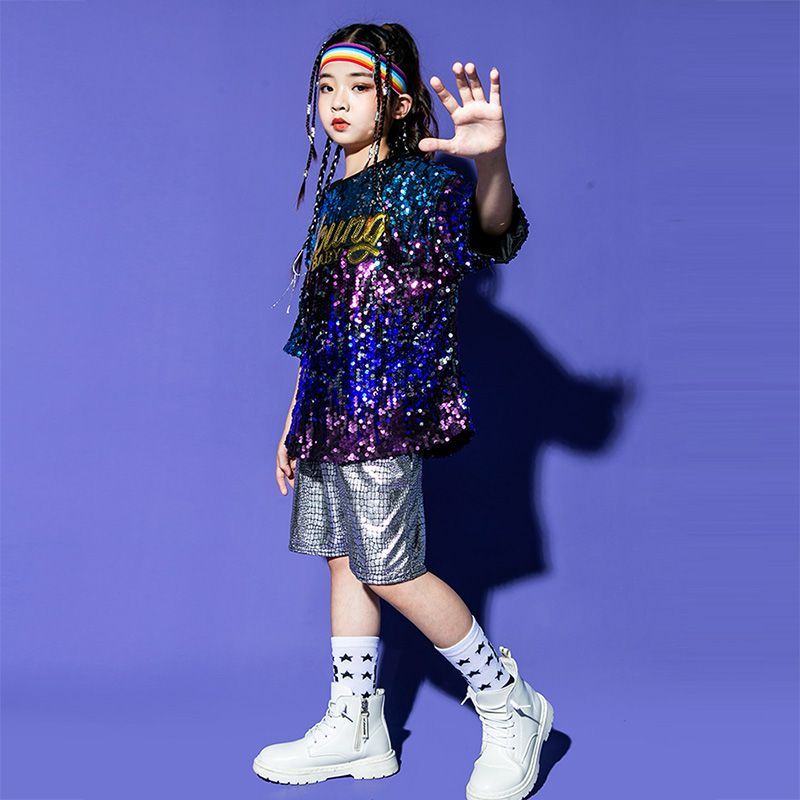 24ชั่วโมงการจัดส่งวันเด็ก1ถนนเต้นรําอินเทรนด์เครื่องแต่งกายกลองประสิทธิภาพเครื่องแต่งกายสาวฮิปฮอปแจ๊สแดนซ์เชียร์ลีดเดอร์เครื่องแต่งกายเลื่อม51015 - รูปที่ 4