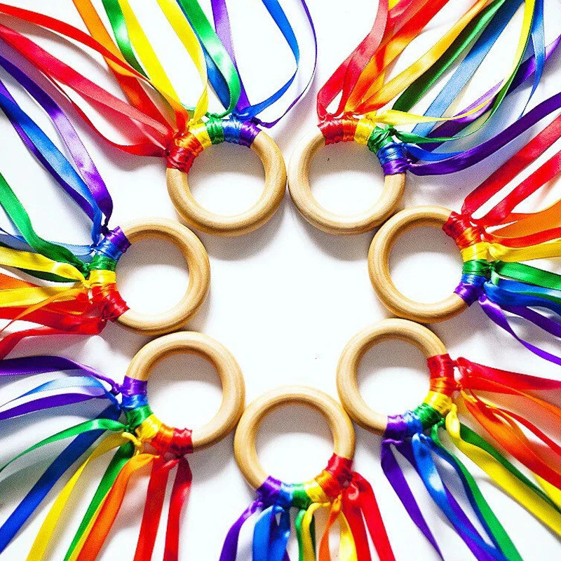 12PCS/6PCS Creative Hand Ribbon Kite For Kids Rainbow Rhythmic Gymnastics Ribbon Montessori Sensory 