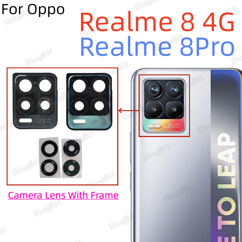 สําหรับ Oppo Realme 8 4G 8Pro เลนส์กล้องด้านหลังพร้อมกรอบอะไหล่ซ่อมเปลี่ยน