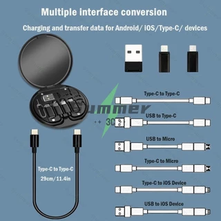 Summer อะแดปเตอร์ USB, สายชาร์จ Micro USB พร้อมอะแดปเตอร์ USB C IP, อะแดปเตอร์ IP เป็น USB C, กล่องเก็บสายชาร์จหลายเส้น