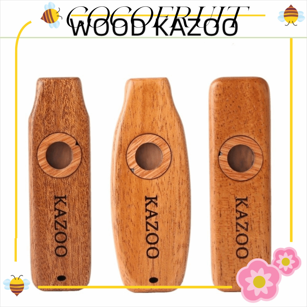 COCOFRUIT Kazoo ไม้วัสดุไม้ทนทานออกแบบเครื่องดนตรีเสียงแบบดั้งเดิมขนาดพกพาน้ําหนักเบาพร้อมเชือกเส้นเ