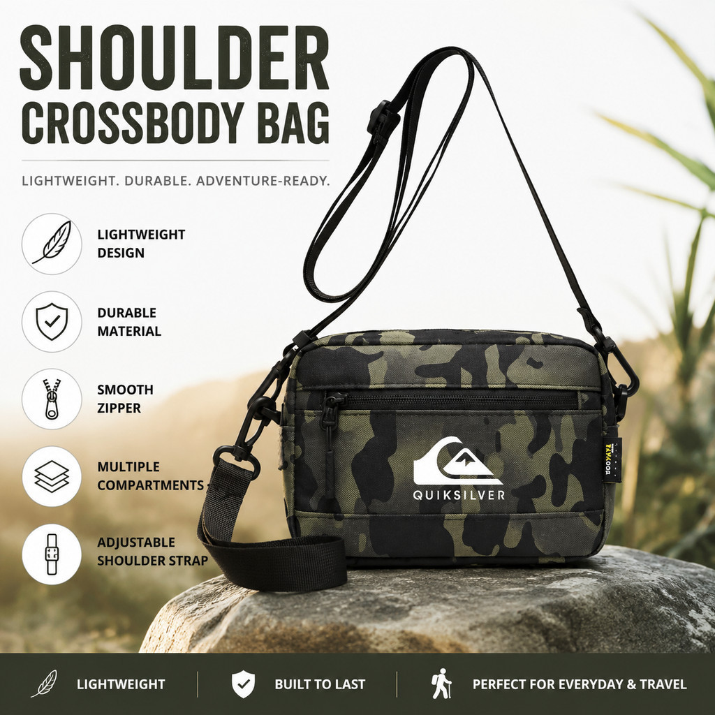 Multi-Compartment Zipper Storage Cross-Body Bag Daily Commuter Outing กระเป๋าสะพายไหล่แบบพกพา
