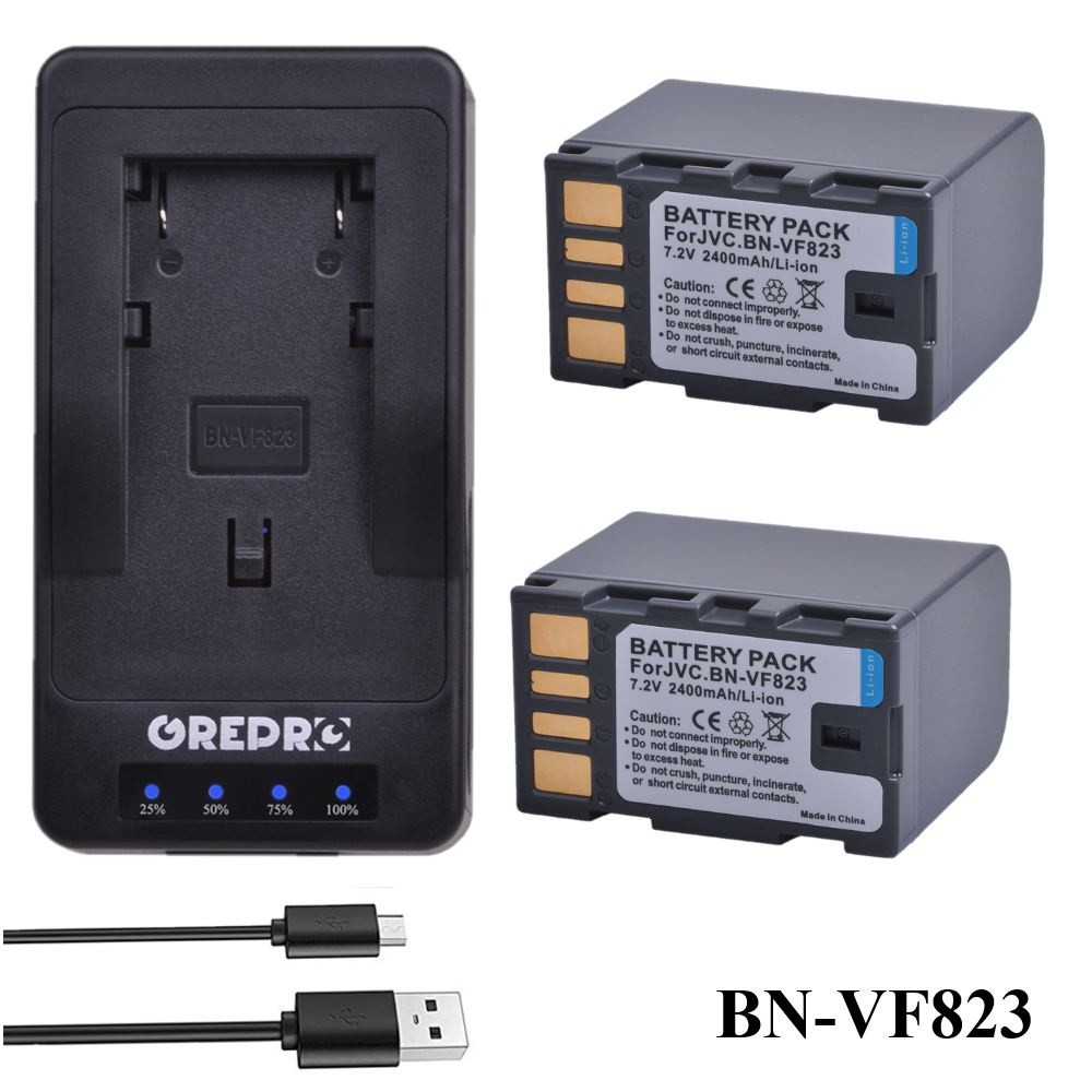2400มิลลิแอมป์ชั่วโมง BN-VF823U แบตเตอรี่ LED ชาร์จ BN-VF823 USB สำหรับ JVC BN VF823 VF823U BN-VF823