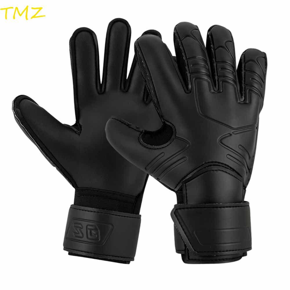 TMZ14968 ถุงมือผู้รักษาประตู, ป้องกันนิ้วสวมทนถุงมือฟุตบอลน้ํายาง, ถุงมือกีฬา PU Handguard ถุงมือผู้รักษาประตูฟุตบอลสีดําฝึกซ้อมฟุตบอล