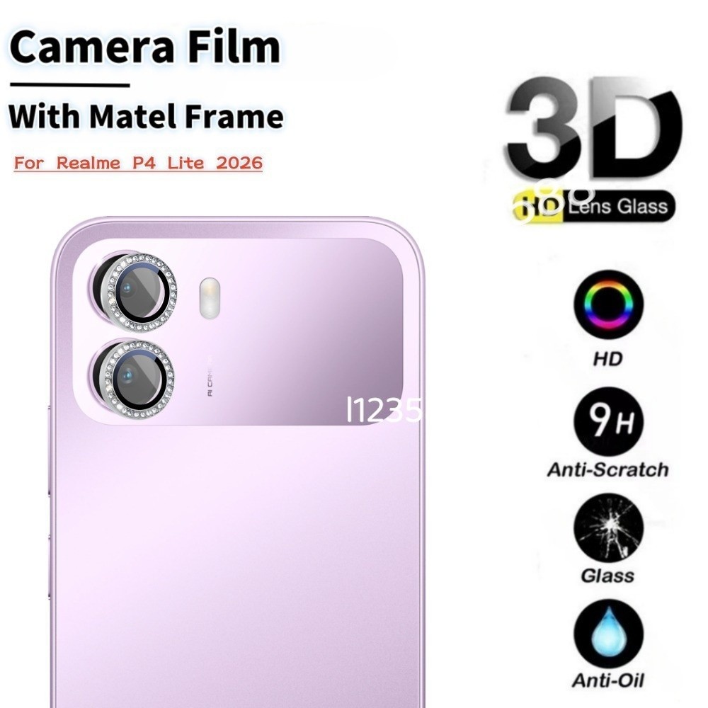HD กระจกนิรภัยกล้องเลนส์ Protector สําหรับ Realme P4 Lite RealmeP4Lite P4Lite P4x 4G 5G เพชรโลหะกล้องเลนส์ป้องกันฟิล์มแก้ว