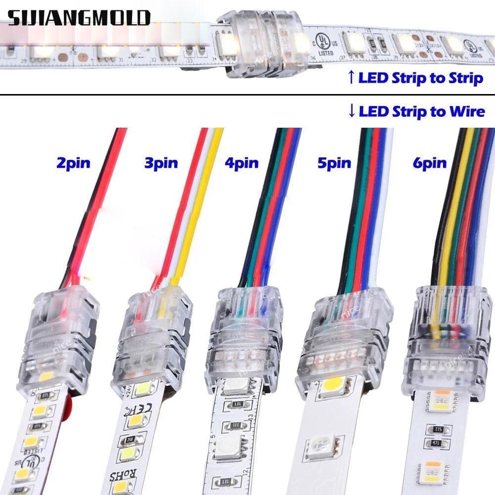 SIJIANGMOLD LED Strips Connector 2pin 3pin Terminal Splice 4pin 5pin 6pin การเชื่อมต่อสายไฟ