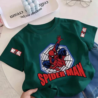 Pebbi Baby เสื้อยืดเด็กฤดูร้อนรุ่นใหม่ ลายสไปเดอร์แมน Spider Man มาร์เวล ผ้าฝ้ายแท้100% นุ่มสบาย เสื้อแขนสั้นเด็กผู้ชาย