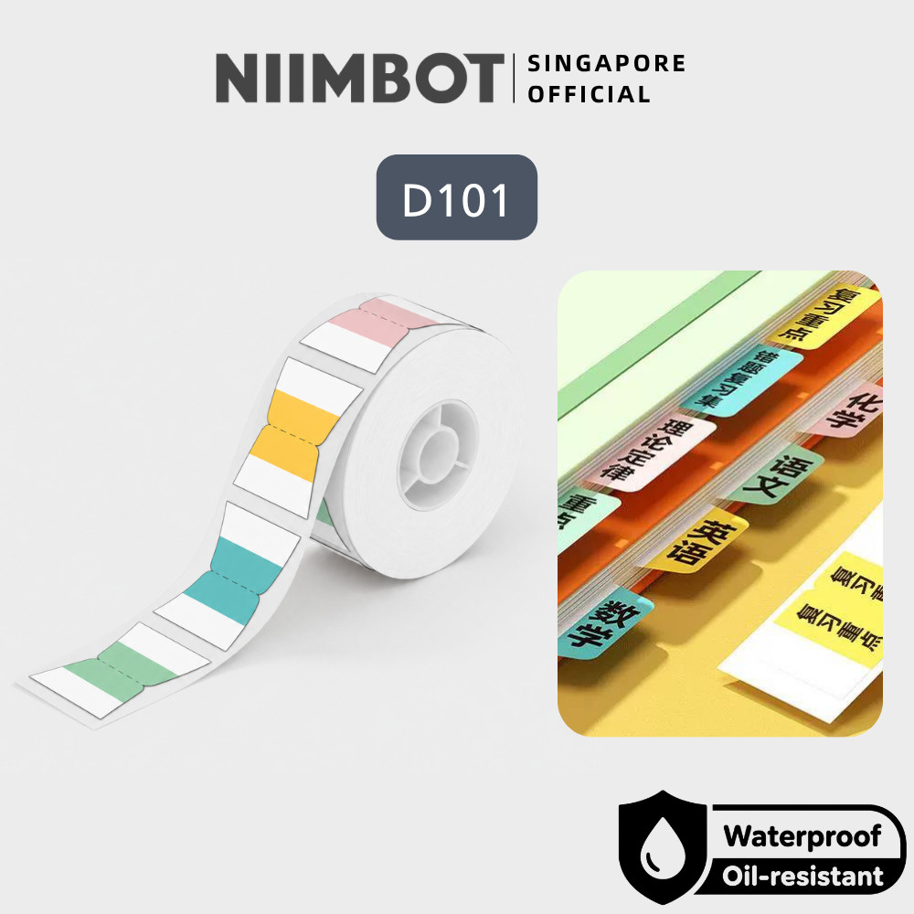 NIIMBOT D101 Index Bookmark ที่กําหนดเองเติมกระดาษเทปม้วนสติกเกอร์กันน้ําสําหรับเครื่องพิมพ์ฉลาก