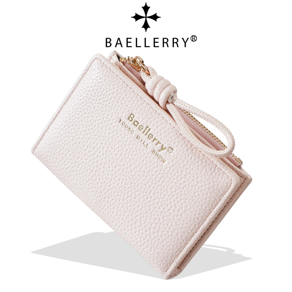 Baellerry สไตล์ใหม่ลายลิ้นจี่เรียบง่ายซิปหลายช่องกระเป๋าใส่เหรียญบางเฉียบดังนั้น