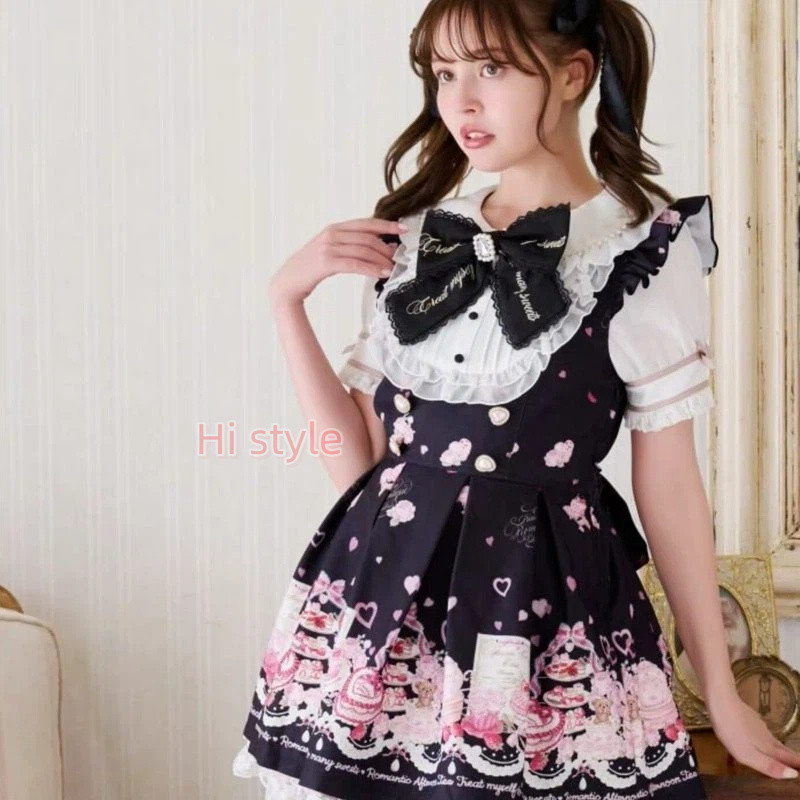 Jirai kei Lizlisa dupes ลูกไม้ Dearmylove ชุดเดรสแขนสั้น
