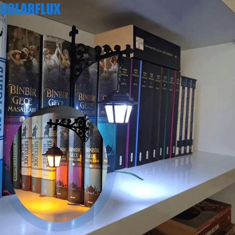 ไฟโคมไฟชั้นวางหนังสือ SOLARFLUX, Vintage Warm White Bookshelf Ghost Light, Ambient Lighting White Bookshelf Lamp Reading