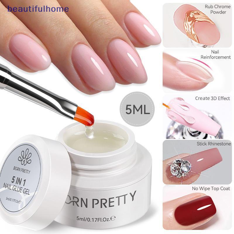 [ใหม่] 5 In 1 กาวติดเล็บ UV Gummy Gel Strong Hold เล็บปลอม Art Clear Gel Patch สําหรับเล็บบ้านและร้าน [TH]
