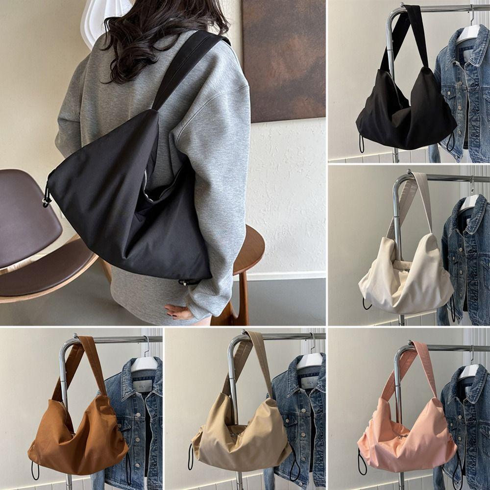 BANDOLERA Messenger Bag, กระเป๋าสะพายความจุขนาดใหญ่สีทึบ, Totes Canvas Totes Bag Women Female