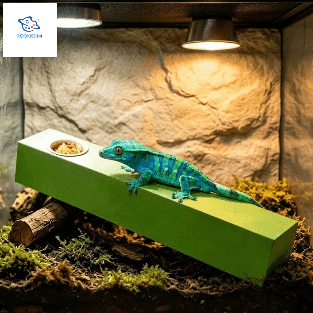 ROOKIEDD4 Lizard Feeding Stick, Anti Slip ทนต่อการสึกหรอ Gecko Rest Stand, Habitat Decor พร้อมชามอาห