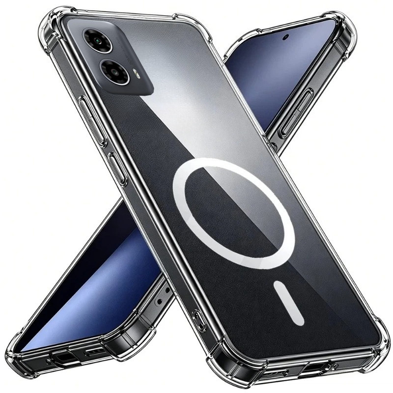 สําหรับ Motorola G34 กรณีถุงลมนิรภัยแม่เหล็กกันน้ําโปร่งใสฤดูใบไม้ร่วงความแม่นยําสําหรับ Moto G34 ปก