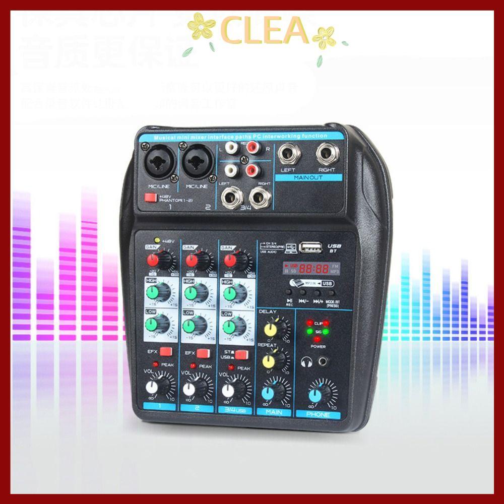 in stockCLEA DJ Console Mixer, 48V Phantom Power 4-Channel Audio Mixer, Monitor Karaoke System Bluet