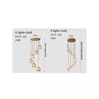 Modern Northern Europe Crystal Pendant Light LED E27 220V 6/9 Lights Iron Pendant Lamp for Duplex Villa Stairs