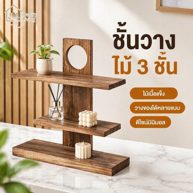 COD ชั้นวางของไม้แท้วินเทจ 3ชั้น ถอดประกอบได้ การจัดเก็บเดสก์ท็อป ชั้นวางถ้วยน้ำ ขาตั้งจอแสดงผลแบบตั้งโต๊ะ