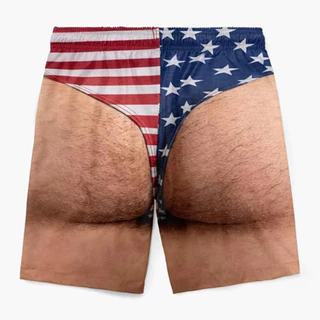 USA Patriotic Stars Stripes Red White Blue Briefs ความแปลกใหม่ 4th Of July กางเกงว่ายน้ํากางเกงขาสั้นสําหรับผู้ชาย
