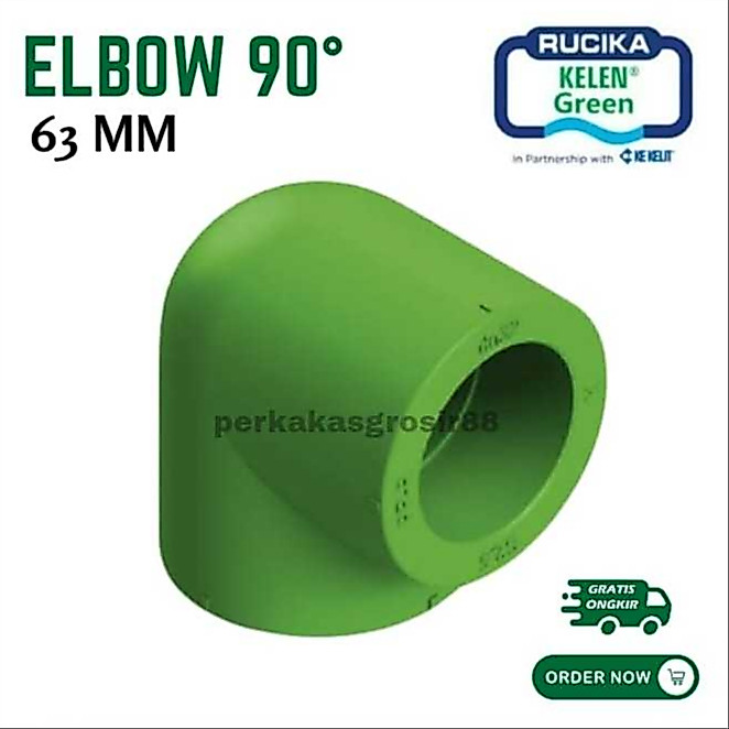 ข้อต่อข้อศอก PPR 90 63mm | Keni 90 PPR 63mm | Equal Elbow 90 PPR 63mm | เข่า 63mm ~ 2" นิ้ว Rucika K