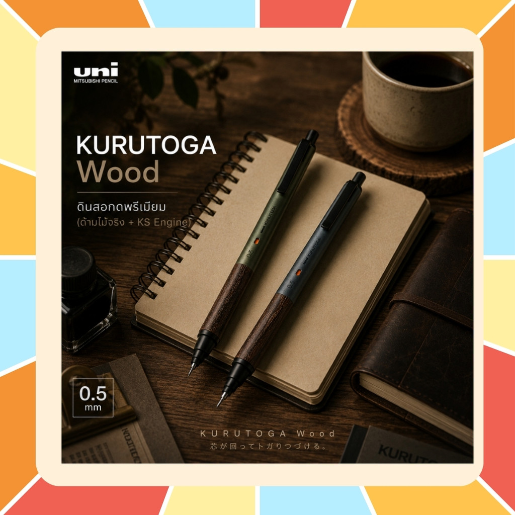 ดินสอกดพรีเมียม UNI Kuru Toga Wood ด้ามไม้แท้เคลือบเรซิน + กลไกหมุนไส้อัจฉริยะ ดินสอกดนำเข้าจากญี่ปุ่น ไม่ซ้ำใคร
