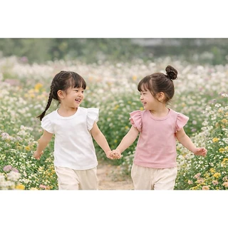 เสื้อยืดเด็กผู้หญิง Lovely soft แขนปีกผีเสื้อ สีพาสเทลสดใส น่ารักๆ ผ้าร่องนุ่มๆ สำหรับเด็ก 1- 4 ขวบ (เลือกสี/เลือกไซส์)