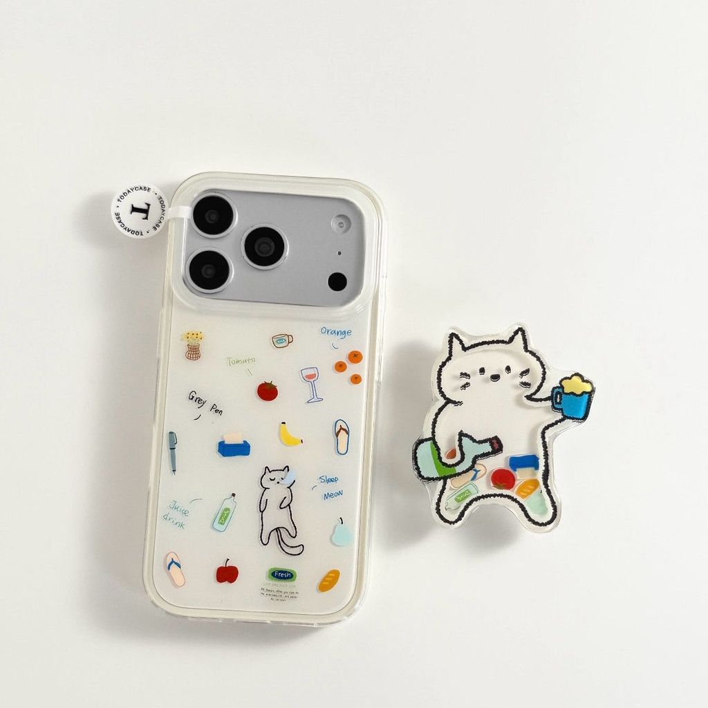 Ins มือวาด Graffiti Drunk Cat เหมาะสําหรับ Apple 17p เคสโทรศัพท์ 16/15/13 สาวหัวใจ 12 น่ารัก 11 บรรยากาศเคสโทรศัพท์