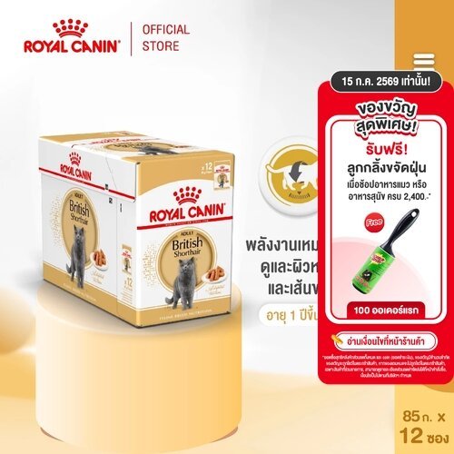 [ยกกล่อง 12 ซอง] Royal Canin British Shorthair Pouch Gravy โรยัล คานิน อาหารเปียกพันธุ์บริติชชอร์ทแฮร์ อายุ 12 เดือนขึ้น