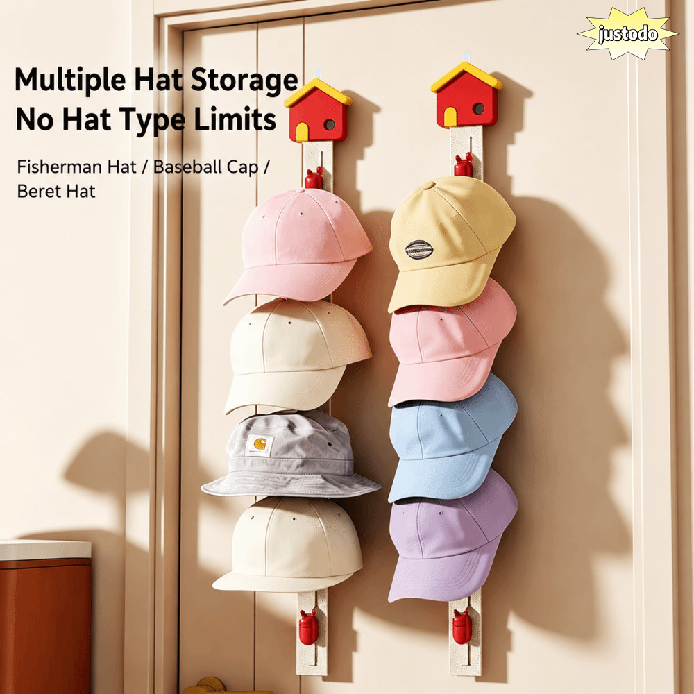 JUSTO Hat Storage Rack, Anti-Functional Cap Storage Clip, Creative Wall Mounted No Drill Space Savin