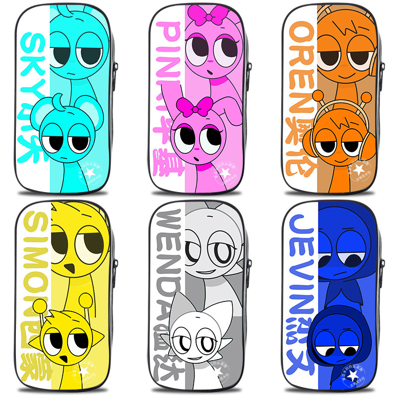 Sprunki Rhythm กล่องดินสอนักเรียนชั้นประถมศึกษาเด็กดินสอหญิงเครื่องเขียนกล่องเก็บกระเป๋า Small Balan