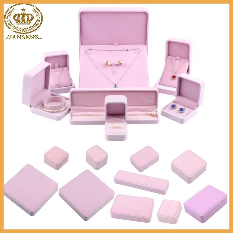 HAN Elegant Jewellery Organizer กํามะหยี่สีชมพูกล่องแสดงเครื่องประดับ Jewellery Organiser