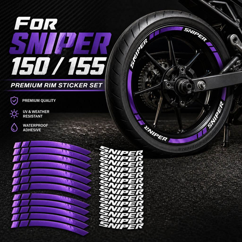Premium Rim สติกเกอร์ชุดสําหรับ Yamaha Sniper 150 155 Sniper150 Sniper155 Racing Strip SNIPER Letter