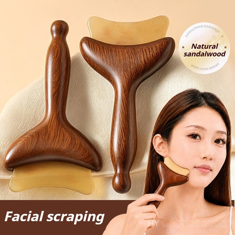 ไม้จันทน์ฮอร์นแผ่นเครื่องมือนวดไม้ Meridian นวด Gua Sha Board สําหรับใบหน้าคอไหล่ Body Care