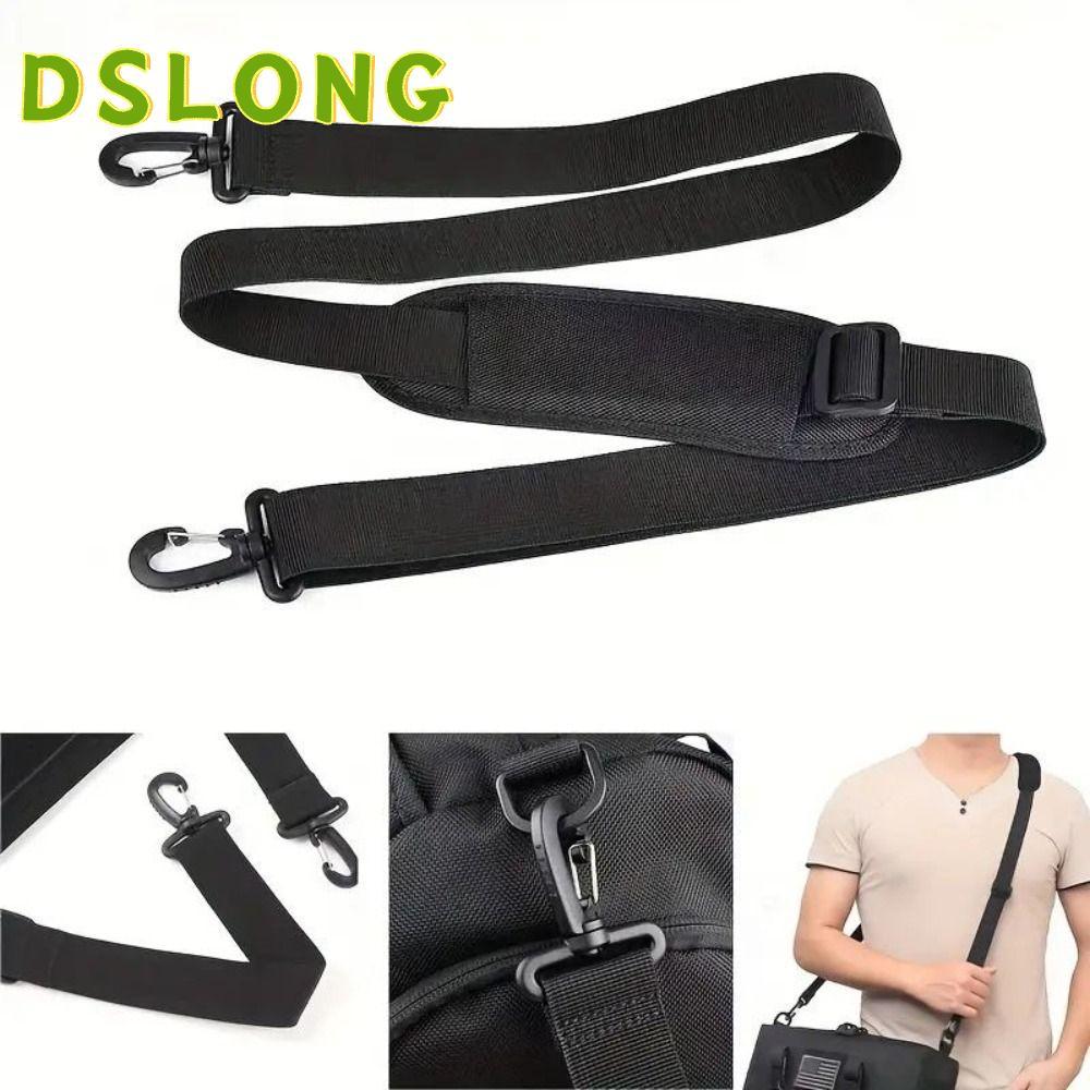 DSLONG สายกระเป๋า, สายกระเป๋าสะพายสีดําปรับได้, อุปกรณ์เสริมกระเป๋า สายถือไนลอน สะพายข้าง