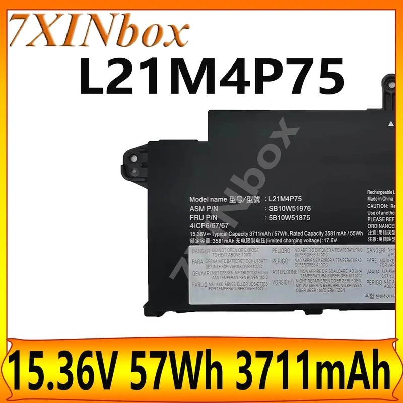 7XINbox L21M4P75 L21L4P73 15.36V 57Wh 3711mAh แบตเตอรี่แล็ปท็อปสําหรับ Lenovo ThinkPad T14S GEN 3 21
