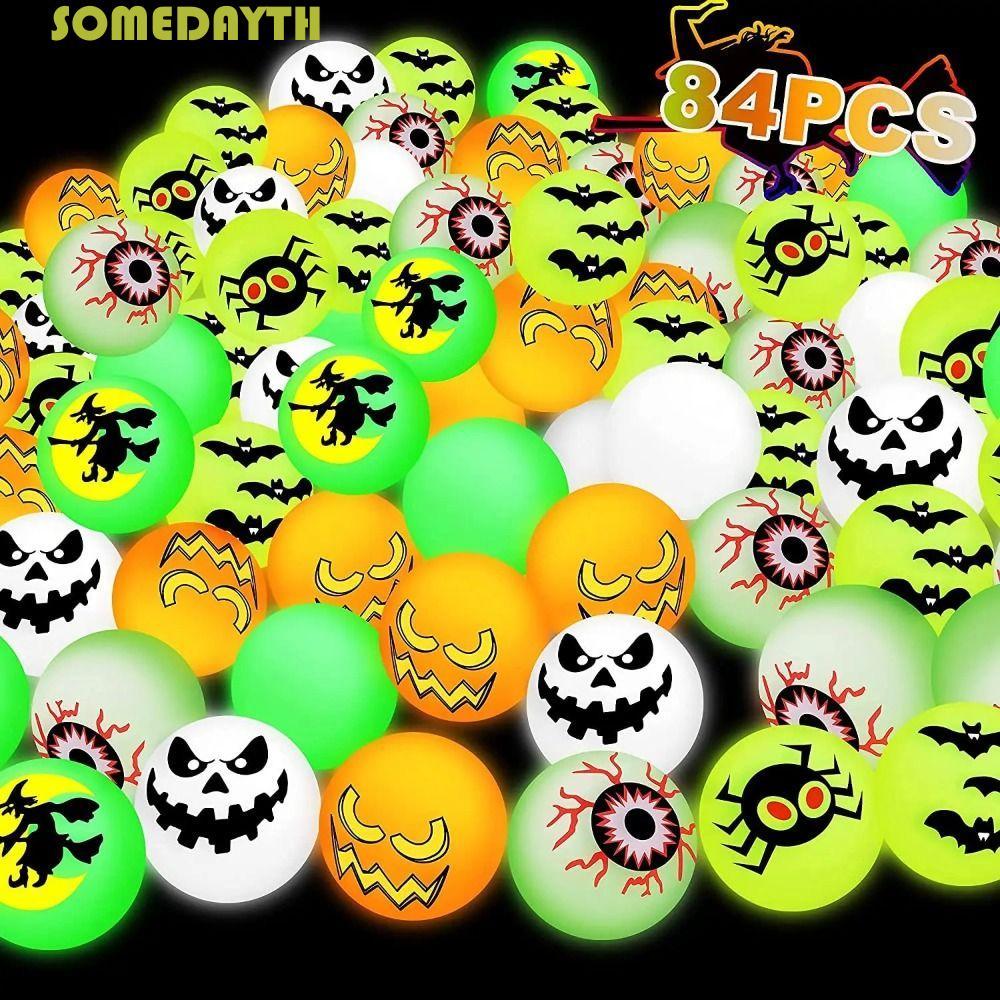 SOMEDAY 10 ชิ้น/เซ็ต Halloween Bouncy Balls, ยืด Eyeballs น่ากลัว Bouncy Fun Glow-in-the-Dark 32 มม.