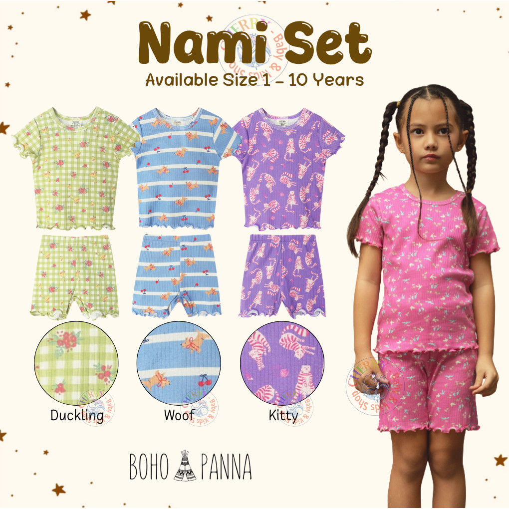 HORANSHOP Bohopanna 1-10 Years Nami Set 1-10 Years Girls Rib Suit CBKS