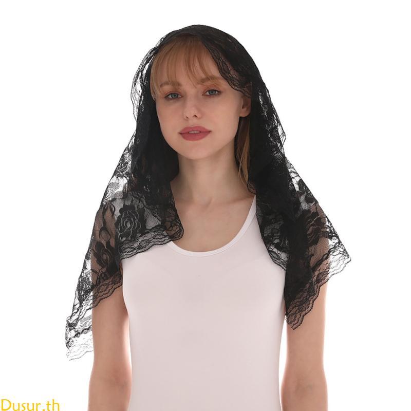 Dusur Lace Mantilla คาทอลิก Veil Church Veil Chapel Veil สําหรับหัวครอบคลุมละติน Mass