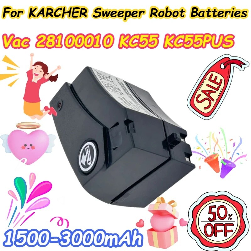 1500-3000mAh สําหรับ KARCHER Vac 28100010 KC55 KC55PUS Sweeper แบตเตอรี่หุ่นยนต์