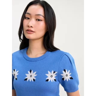 [Pomelo] เสื้อครอปไหมพรมลายดอกเดซี่ / Daisy Knit Top