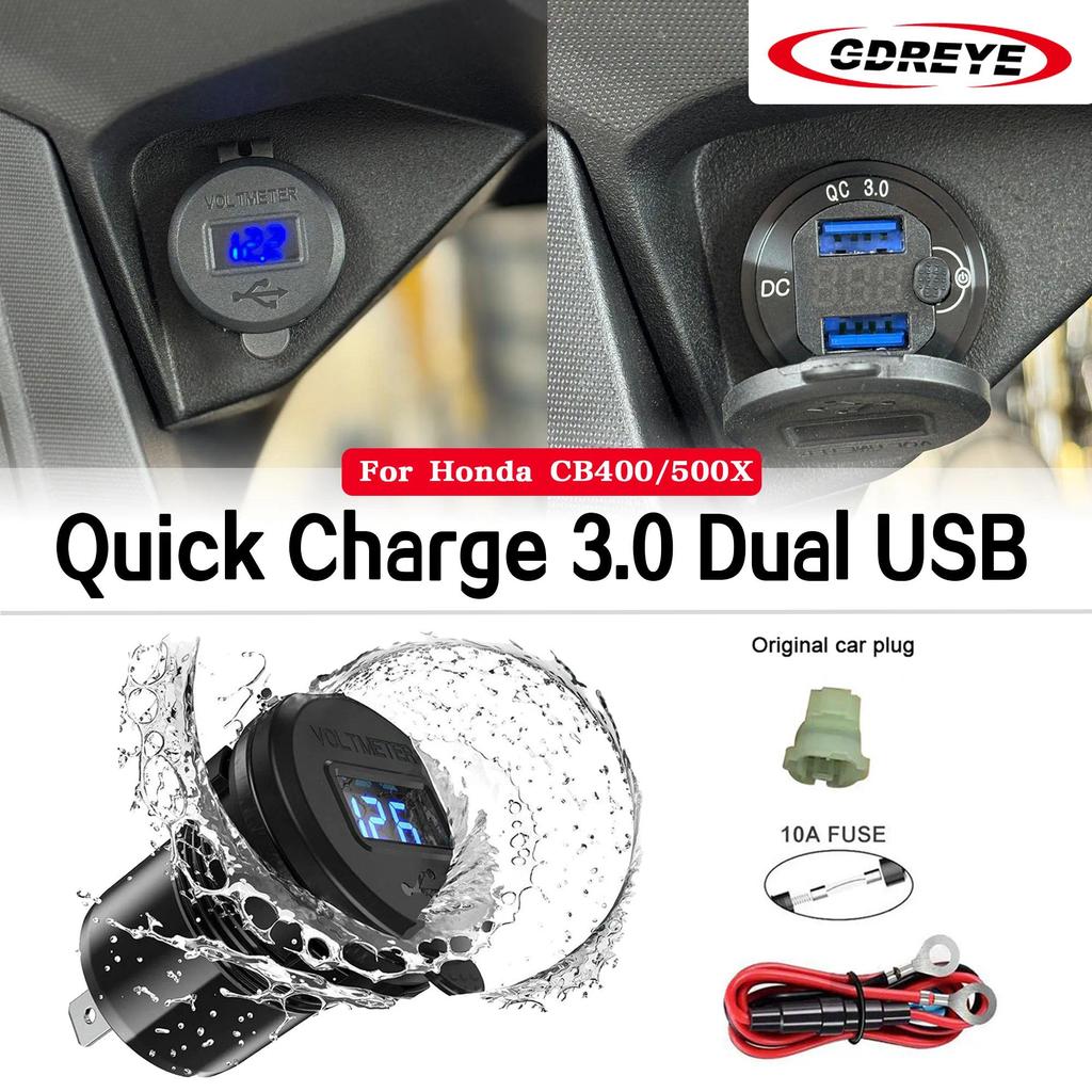 eรถจักรยานยนต์ CB500X CB400X Quick Charge 3.0 Dual USB Charger สําหรับ Honda CB 400X CB 500X 2024 CB