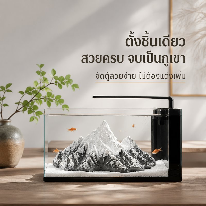 ของตกแต่งตู้ปลา เรซิน ภูเขาหิมะ สไตล์จีน โมเดิร์น กันน้ำ ปลอดภัยปลา แต่งตู้ไม้น้ำ มีมิติ