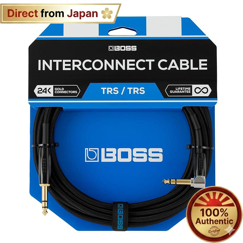BOSS TRS Cable BCC-20-TRA 6m L-Shaped to Straight Plug Instrument Cable for Footswitch and Expressio