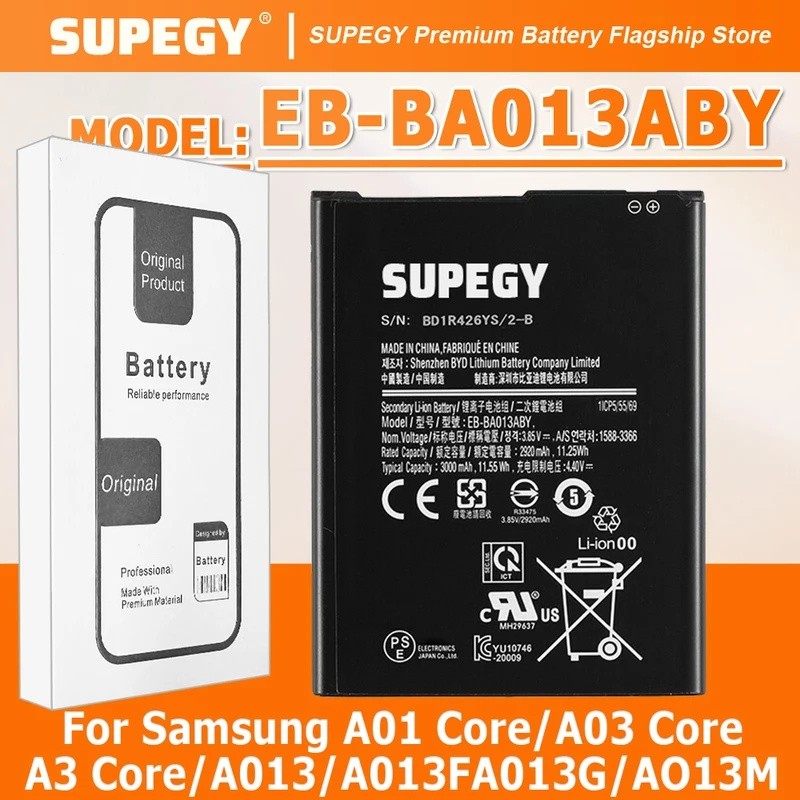 SUPEGY 100% ใหม่คุณภาพสูง EB-BA013ABY แบตเตอรี่สําหรับ Samsung A01 Core/A03 Core/A3 Core/A013/A013FA