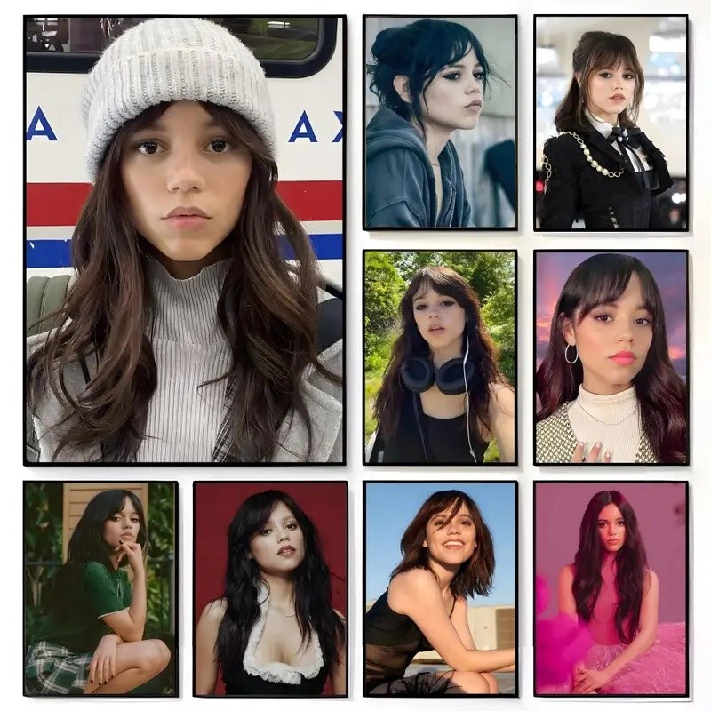 J-Jenna O-Ortega Actress โปสเตอร์ฟิล์มภาพจิตรกรรมฝาผนังบ้านเด็กตกแต่งผนังพิมพ์สํานักงานห้องนอนผนังตก